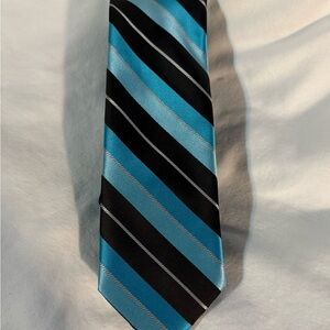 JF J.Ferrar Brown and Blue Striped Repp Tie 59.5” polyester